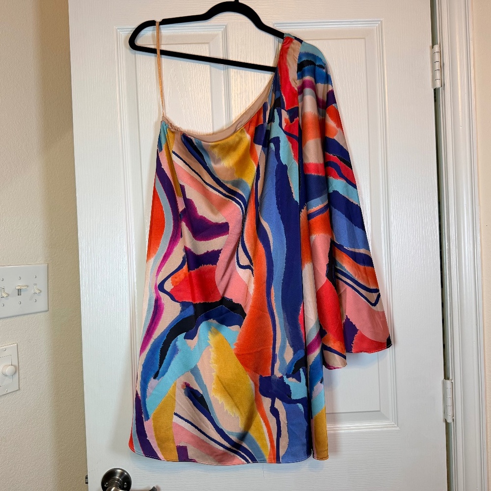 BHLDN Stevie One-Shoulder Satin Mini Dress - Picture 2 of 7